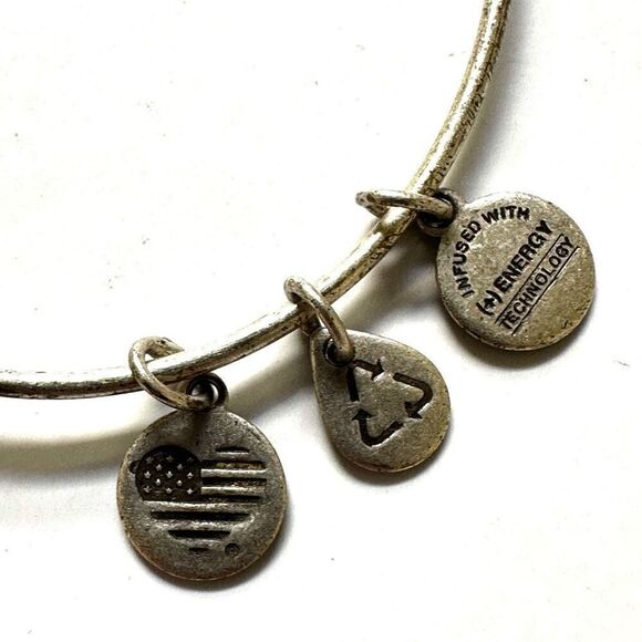 Alex and Ani silver tone heart locket bangle bracelet - Picture 6 of 8